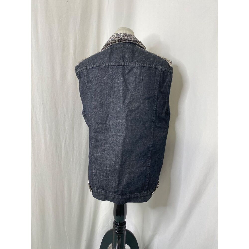 Bare Fox Women's Vest Jacket Black Denim Studded Vintage Sleeveless Size Large - Picture 6 of 11